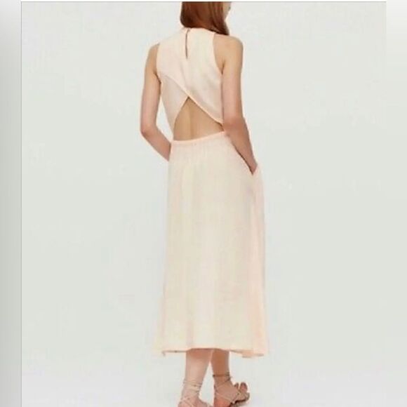 🌞Lou & Gray Luster Cutout Back Orange Midi Dress - Picture 1 of 7